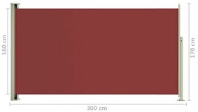 piros kihúzható oldalsó terasznapellenző 170 x 300 cm