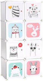 Gyerek moduláris szekrény, szürke/gyerek minta, ATREY